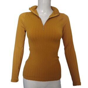 Lizette Collection Blouse Women One Size Mustard Stretch Long Sleeve Casual‎